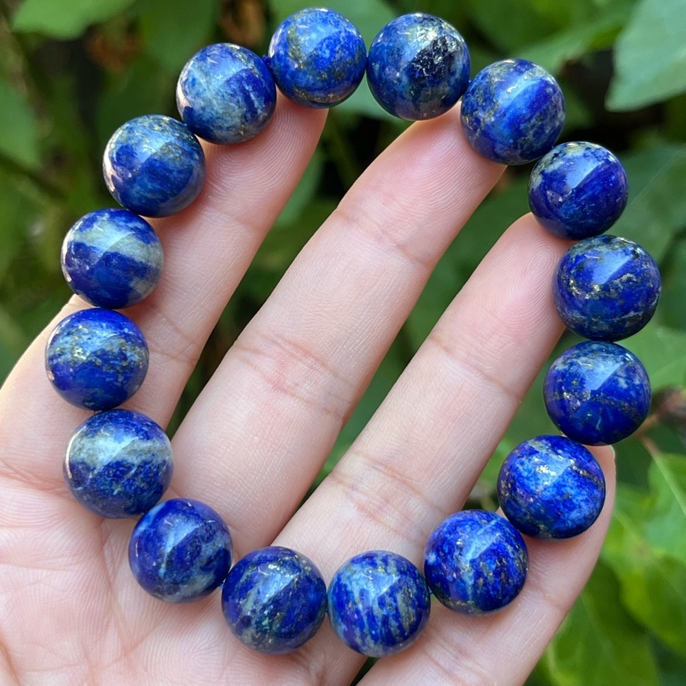 13mm stretchable‎ lapis lazuli bracelet